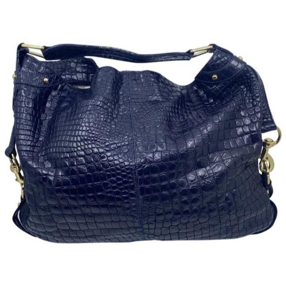 Rebecca Minkoff Handbags - Rebecca Minkoff Croc Embossed Black Leather Shoulder Bag
